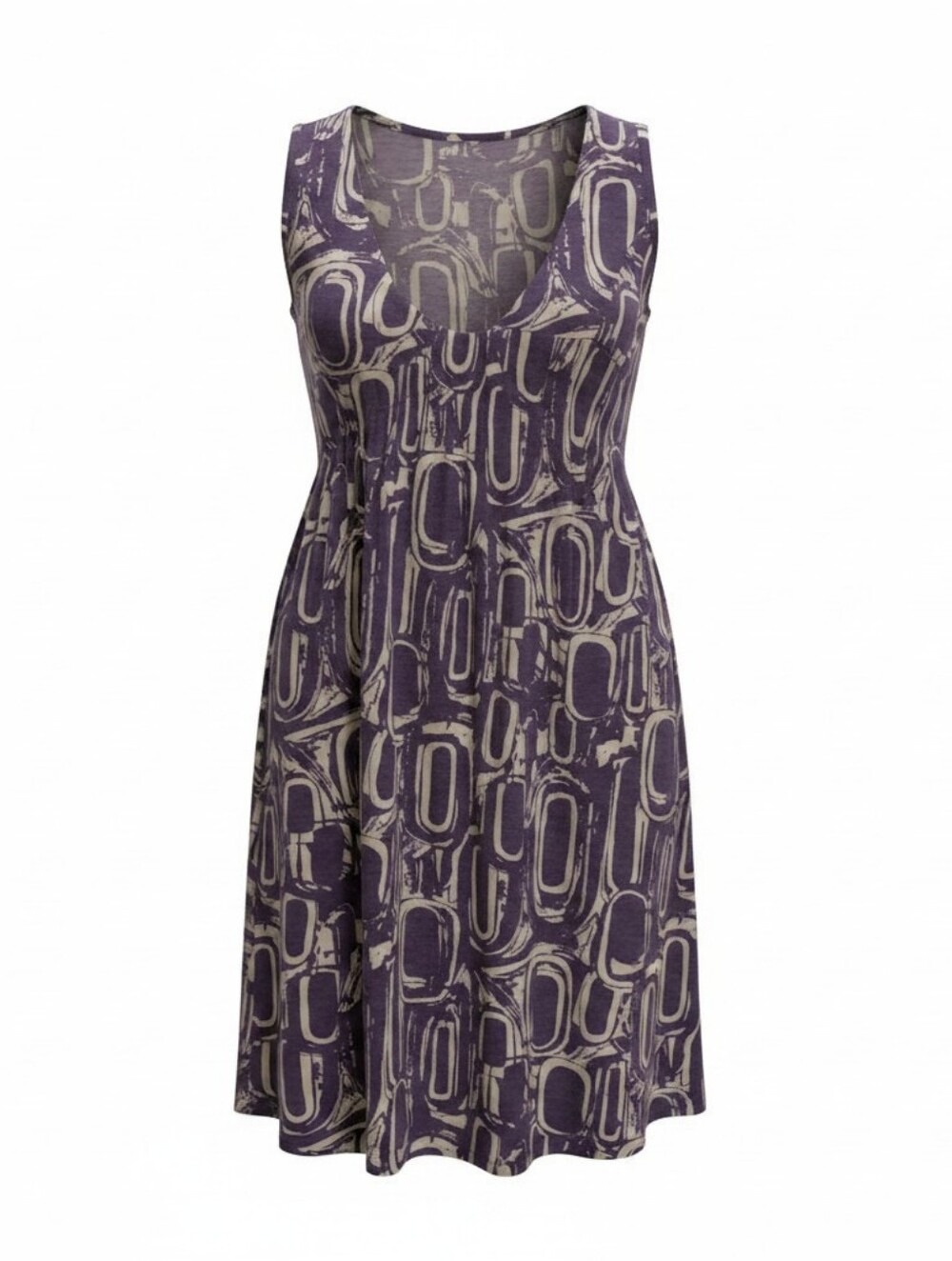 Calvin Klein Purple Abstract Print Sleeveless Midi Dress